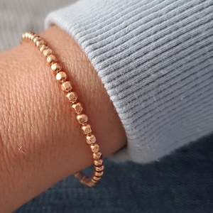 Copper Bracelet, Minimalist bracelet, Stretch copper beaded bracelet, Solid copper bracelet, Unisex bracelet, Copper anniversary gift