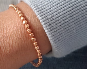 Copper Bracelet, Minimalist bracelet, Stretch copper beaded bracelet, Solid copper bracelet, Unisex bracelet, Copper anniversary gift