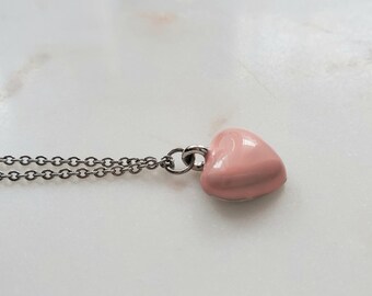 Strawberry Quartz Heart Necklace heart jewelry valentine gift for her pink heart necklace heart pendant sweetheart necklace,