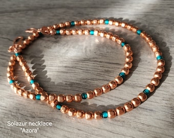 Copper necklace, Minimalist copper necklace, Copper beaded necklace, Anniversary gift, One layer necklace, Boho style, Necklace for woman