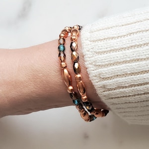 Handmade Copper Bracelet, Genuine stretch copper bead bracelet, Boho Chic jewelry, Bracelet for women, Handmade Anniversary gift