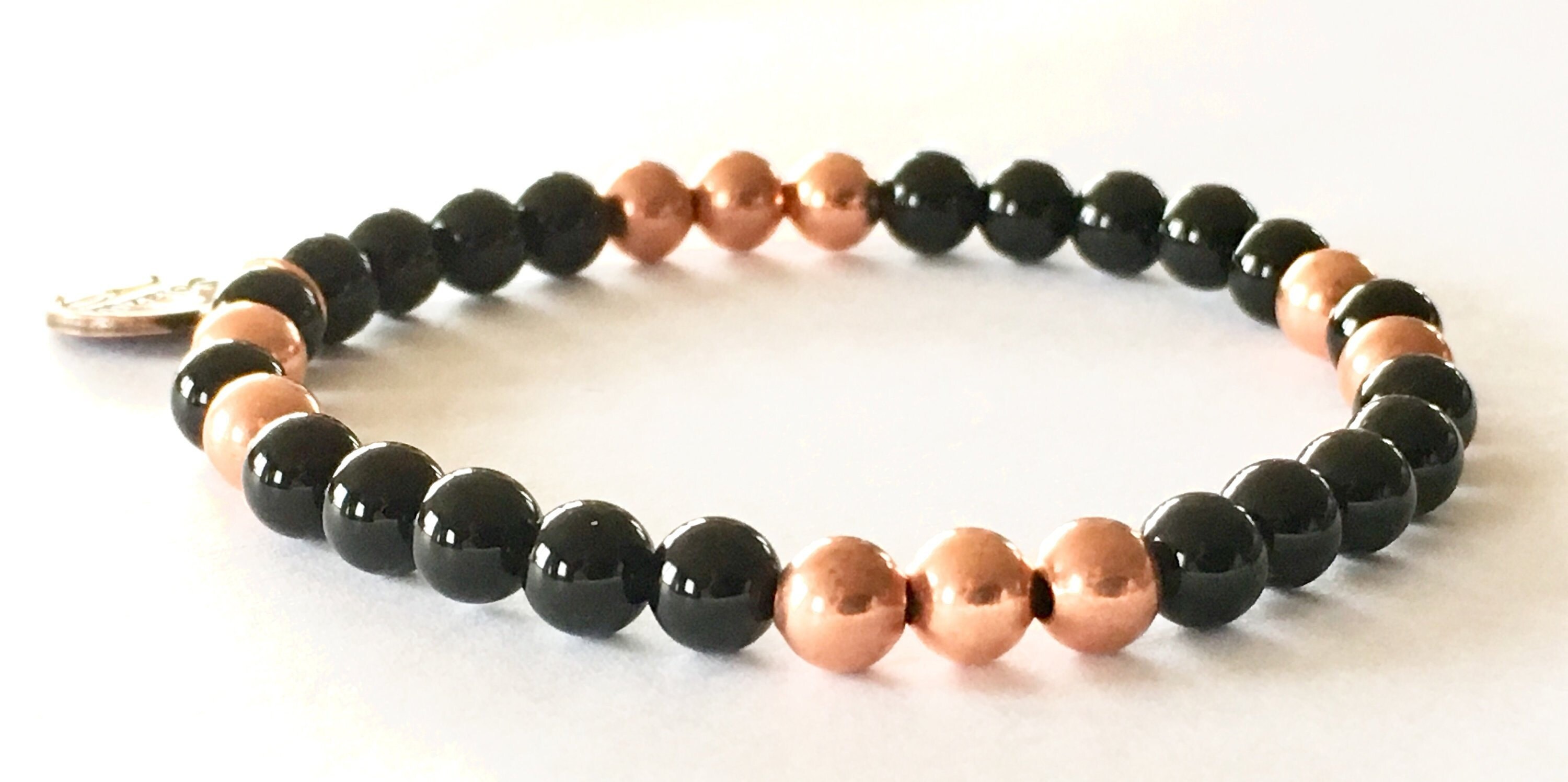 Copper Beaded Bracelet Easy Wear Elastic Stretch Bracelet Vintage Soli –  Celtic Copper Shop