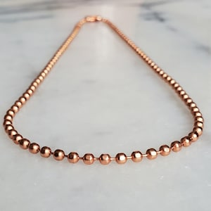 Collar de cobre, collar de cadena de bolitas, cobre auténtico, collar corto minimalista, regalo de cobre para cumpleaños y aniversario, collar de cobre unisex