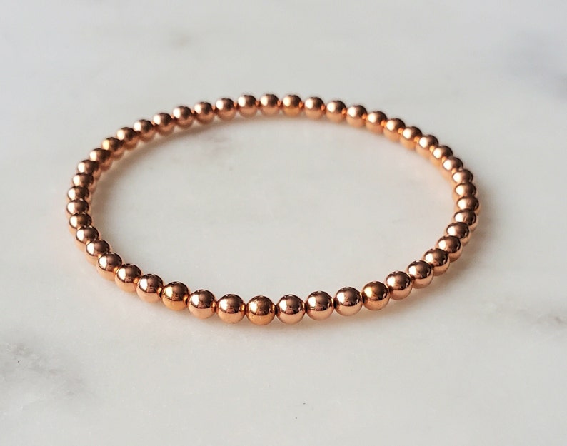 Copper bracelet, Minimalist stretch copper bracelet, Elegant bracelet, Copper anklet, Round copper bead bracelet, Birthday, Anniversary gift image 7