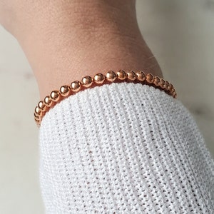 Copper bracelet, Minimalist stretch copper bracelet, Elegant bracelet, Copper anklet, Round copper bead bracelet, Birthday, Anniversary gift image 5