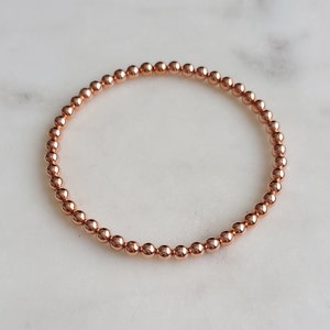 Copper bracelet, Minimalist stretch copper bracelet, Elegant bracelet, Copper anklet, Round copper bead bracelet, Birthday, Anniversary gift image 2