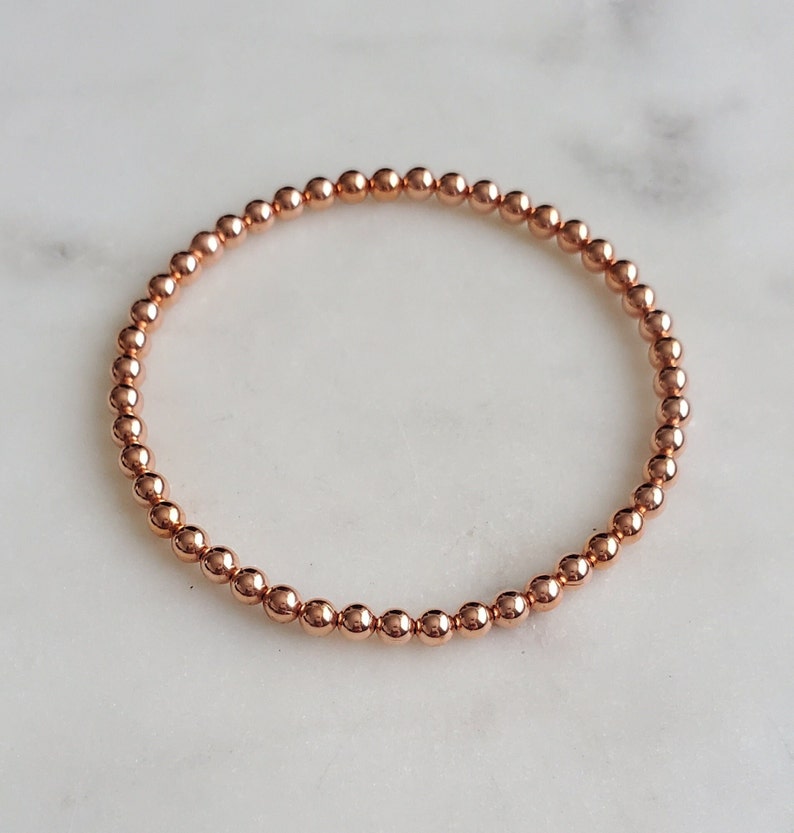 Copper bracelet, Minimalist stretch copper bracelet, Elegant bracelet, Copper anklet, Round copper bead bracelet, Birthday, Anniversary gift image 2