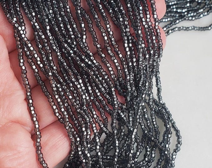 Preciosa Ornela Czech Silver Lined Seed Bead, Grey, Size 10/0, High quality round shiny Czech glass seed beads, sold as one hank, 12 strings