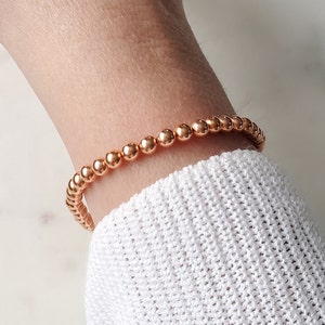 Copper bracelet, Minimalist stretch copper bracelet, Elegant bracelet, Copper anklet, Round copper bead bracelet, Birthday, Anniversary gift image 1