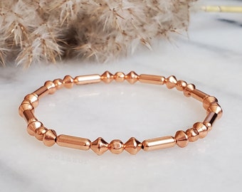 Copper bracelet, Genuine solid copper, Anniversary gift, Stretch metal bead bracelet, Copper jewelry, Bracelet for women Bracelet for men