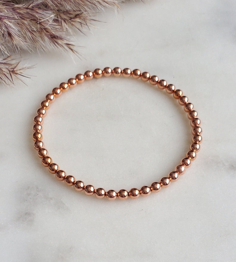 Copper bracelet, Minimalist stretch copper bracelet, Elegant bracelet, Copper anklet, Round copper bead bracelet, Birthday, Anniversary gift image 9