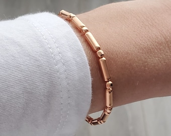 Copper Bracelet, Copper ring, Untreated genuine copper bracelet, Minimalist Stretch Metal bead bracelet, 7th Wedding Anniversary, Birthday