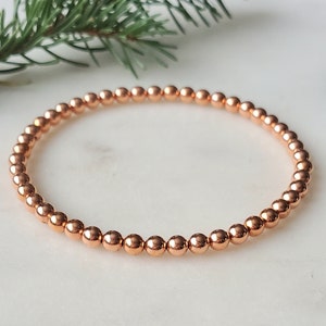 Copper bracelet, Minimalist stretch copper bracelet, Elegant bracelet, Copper anklet, Round copper bead bracelet, Birthday, Anniversary gift image 6