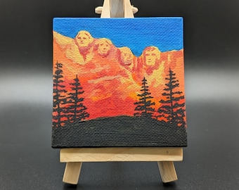 Mount Rushmore Mini Painting with Easel