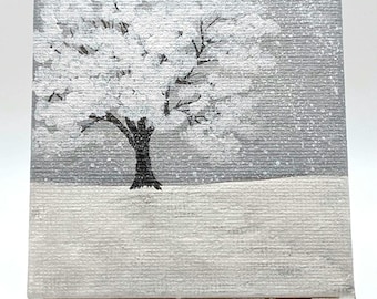 Snowy Grand Tree Mini Painting with Easel
