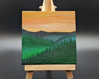 The Great Smoky Mountains Mini Painting with Easel: Sunset