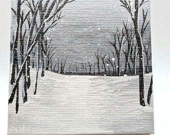 Snowy Woods Mini Painting with Easel
