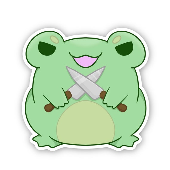Cute Frog with Kinfe Sticker