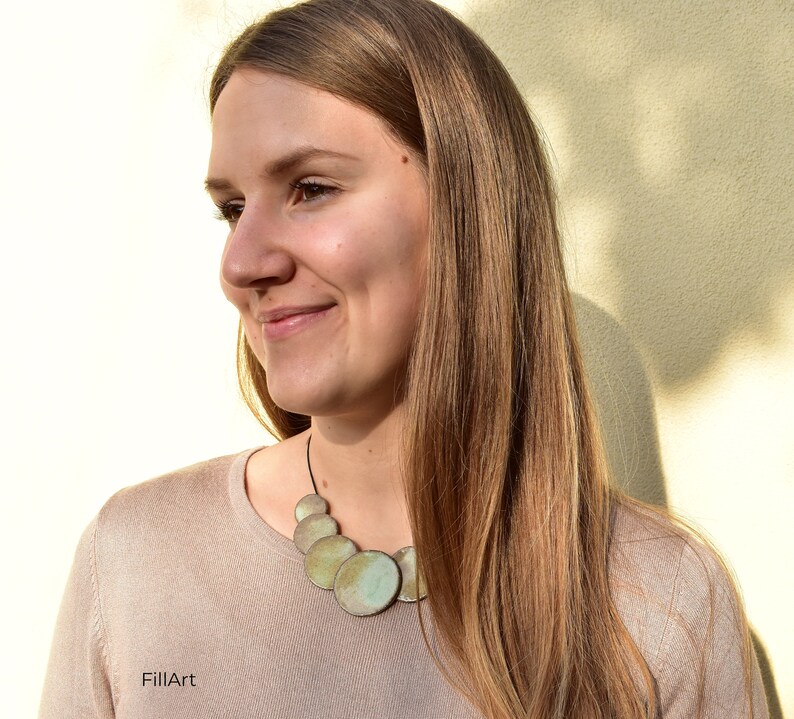 Handmade Ceramic light green choker