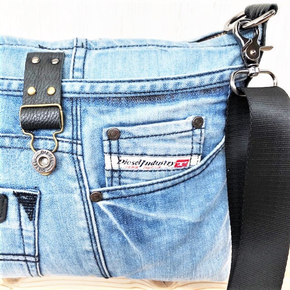 Diesel crossbody denim bag Shoulder jean bag 34x24cm Etsy