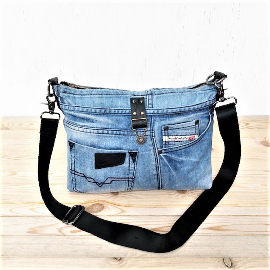 Diesel crossbody denim bag Shoulder jean bag 34x24cm Etsy