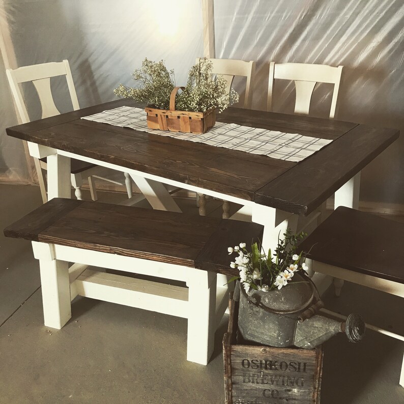 Custom Farmhouse Dining Table/bench Set A Frame Design Etsy