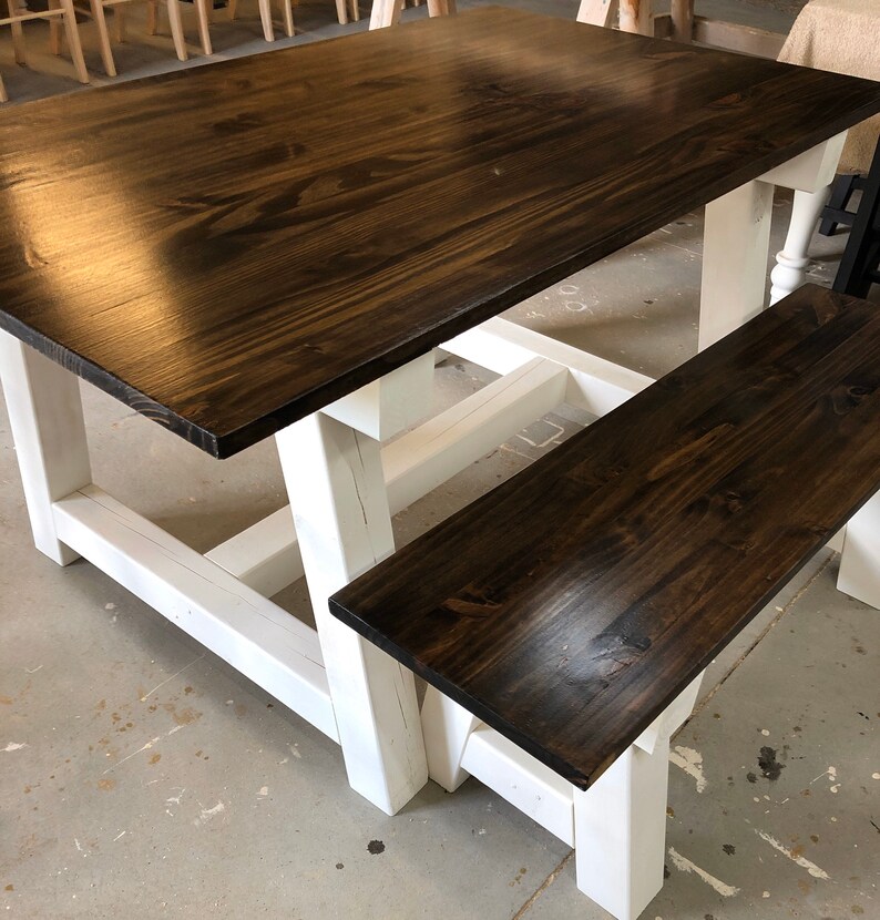Custom Farmhouse Dining Table/bench Set A Frame Design Etsy