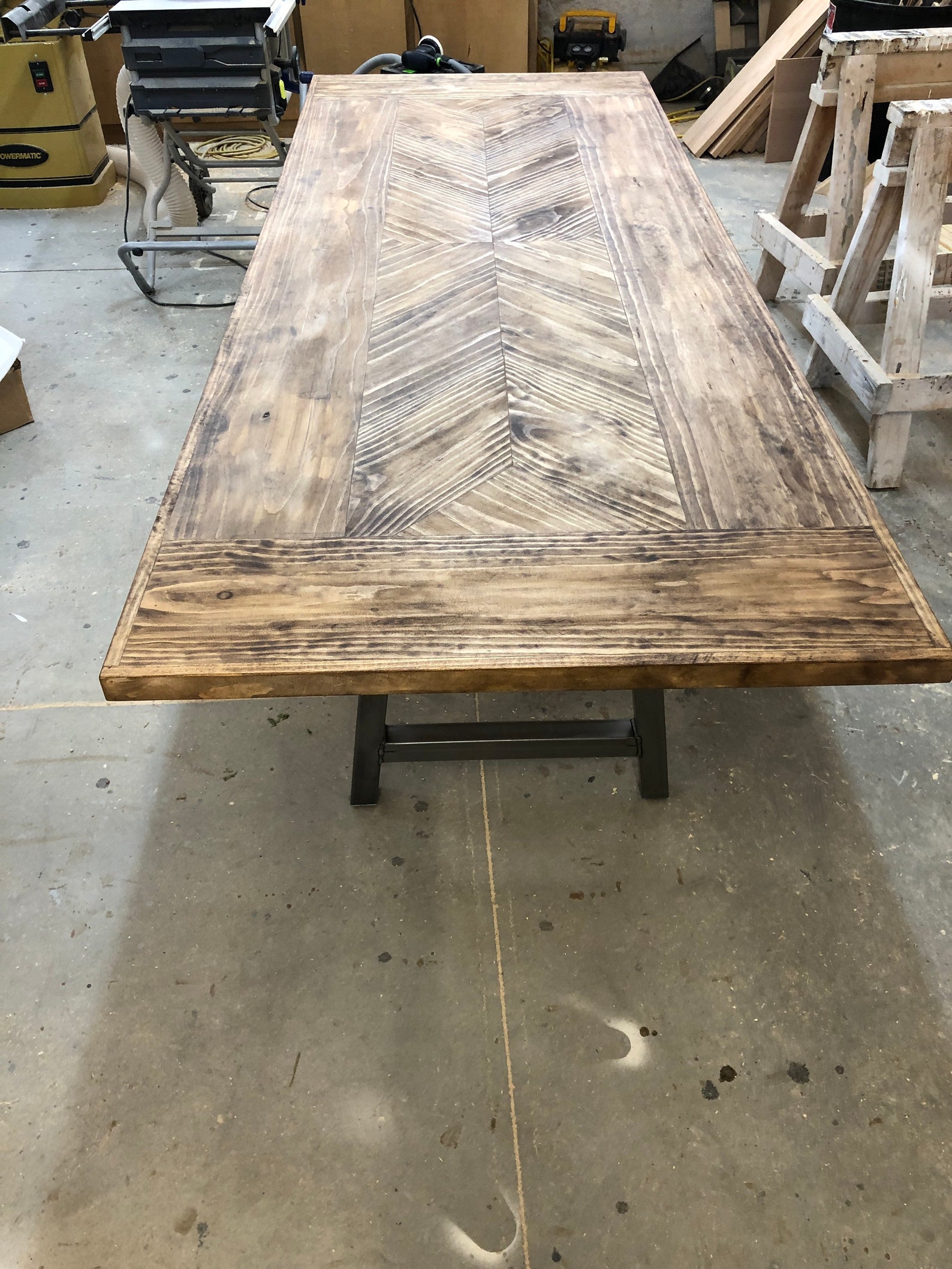Modern herringbone table 3x8 Etsy