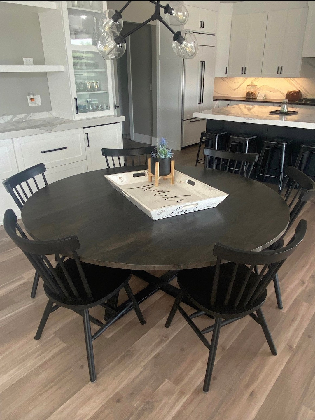 LAKESIDE Round Oak Dining Table Set | Handmade Round Dinning Table