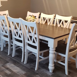 FITZGERALD LONG Farm House Table and Chairs | Large Dining Table and Chairs | Wood Farmhouse Table Set | Long Kitchen Table,Bench and Chairs