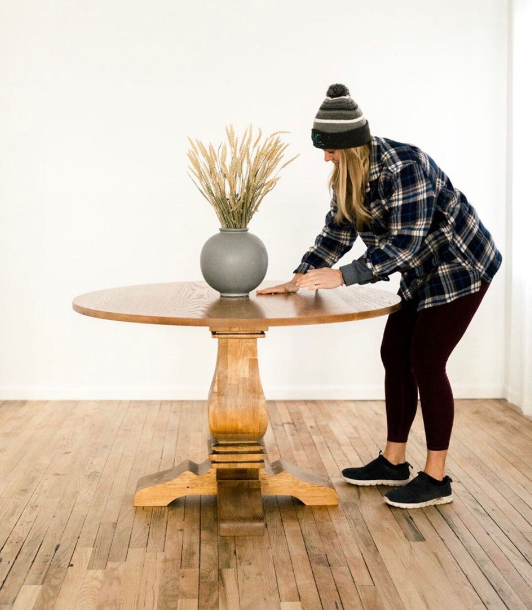 QUINCY Pedestal Table | Round Dining Table | Solid Wood Custom Table ...