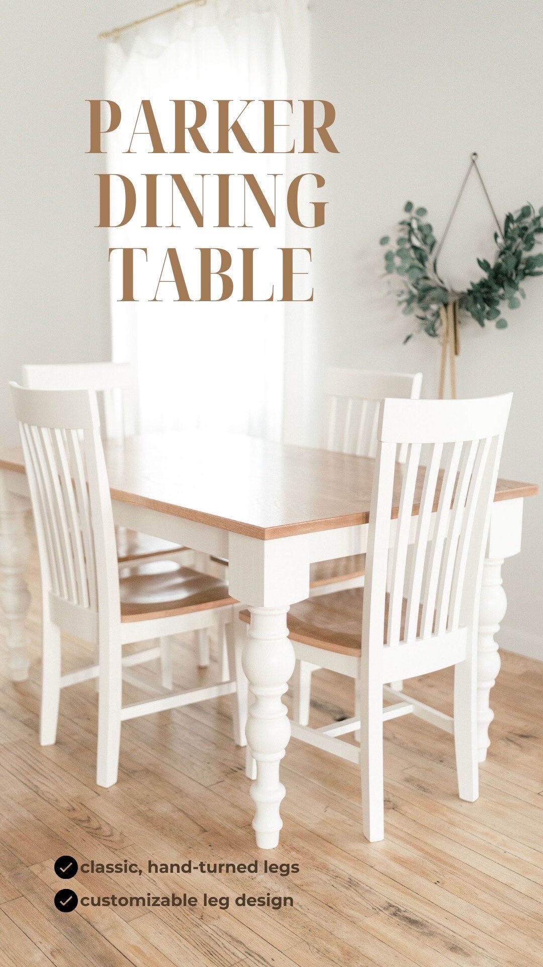 PARKER Farmhouse Dining Table With Chairs and Bench | Modern Farm House ...