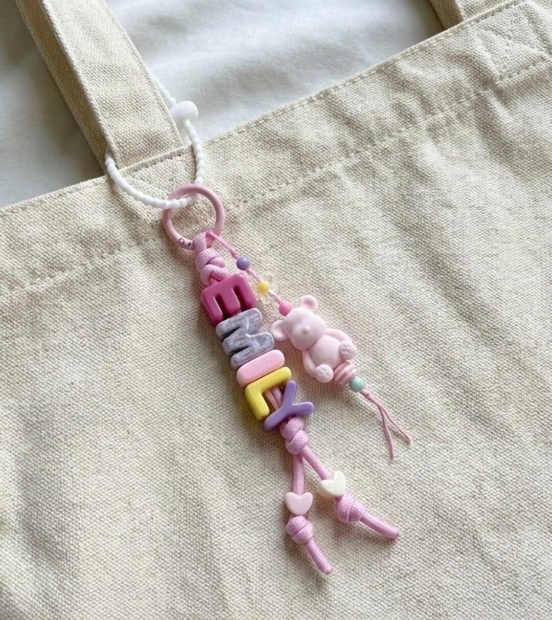 Personalized Big Pink Alphabet Key Ring, Bag Charm - Etsy