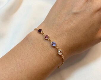 Custom Birthstone Bracelet: Personalized Family Keepsake, Mother's Day Gift