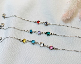 Custom Family Birthstone Bracelet, Personalized Mom's Gift