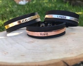 Metal on Leather Thin Bracelet