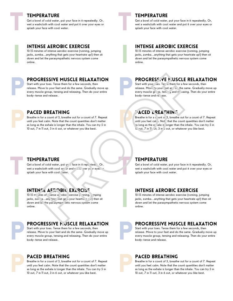 DBT TIPP Skill Handout for Therapists Resources for Therapists