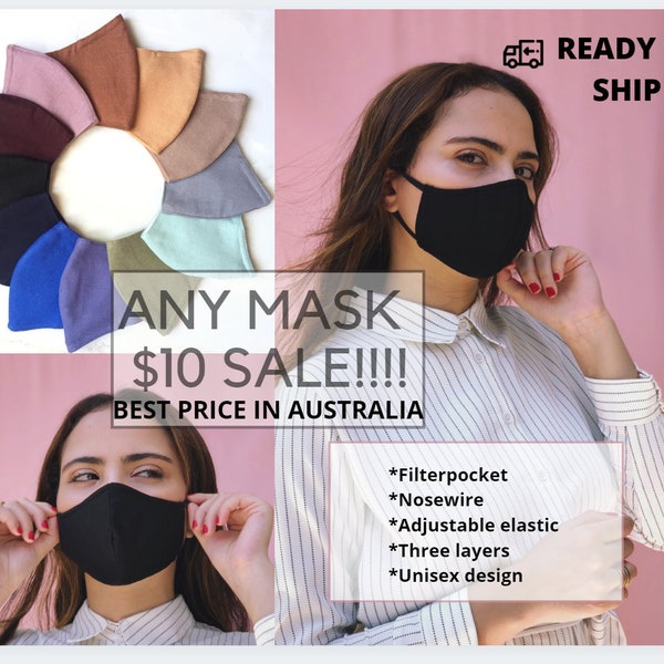 Face Mask / Made in Australia / Washable /Reusable / Cotton / Ready to ship in 24 hours