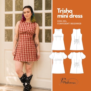 Trisha Mini Dress Sewing Pattern | Tie Back, Sleeveless, Optional Puff Sleeves (PDF Download)