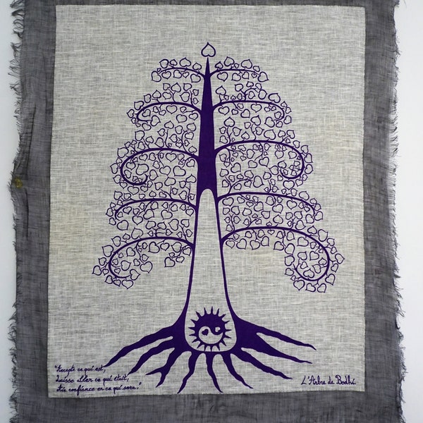 Arbre de Boddhi 1 dessin spirituel encre toile murale arbre de vie