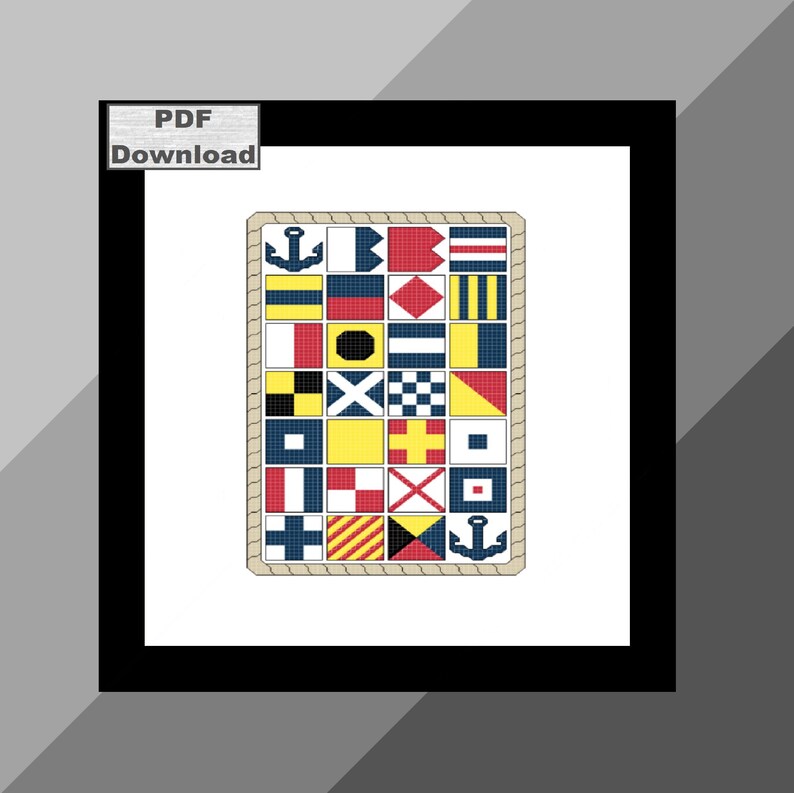 Flag Alphabet U. S. Navy Cross Stitch Pattern, Instant