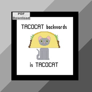 Grey Tacocat Cross Stitch Pattern, Instant Download, PDF Pattern