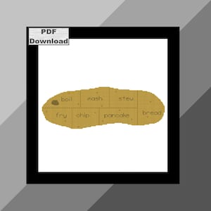 Potato Butcher Chart Cross Stitch Pattern, Instant Download, PDF Pattern