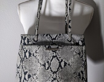 white snake print bag