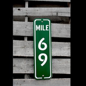 Custom US Mile Marker &quot;69&quot; Sign 24&quot;x 6&quot; Metal Wall Art Plasma