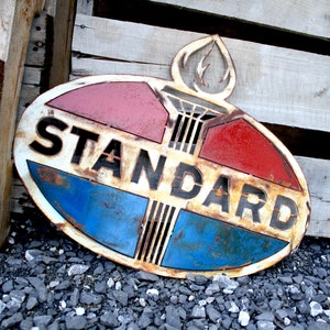 Paint & Rusty Patina Standard Oil Garage Sign Large Wall Petroleum Plasma Art Garage Art / Vintage Gas Station /