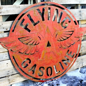 Rusty Patina Flying &quot;A&quot; Gas Station Garage Sign Large Wall Petroleum Art Vintage Gas Sign / Petroleum Decor / Garage Art /