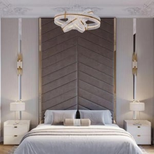 Upholstered Headboards Wall Panels & Bed Frames Any Size! Custom Made To Your Desire - Any Design! Wall Decor Easy to Install - USA Company