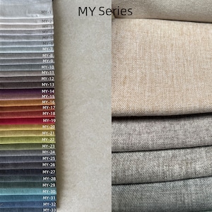 May include: Fabric swatches in various colors, labeled with "MY Series" and numbered from MY-1 to MY-33. The image shows a range of fabric textures and hues, including neutral tones and vibrant shades.