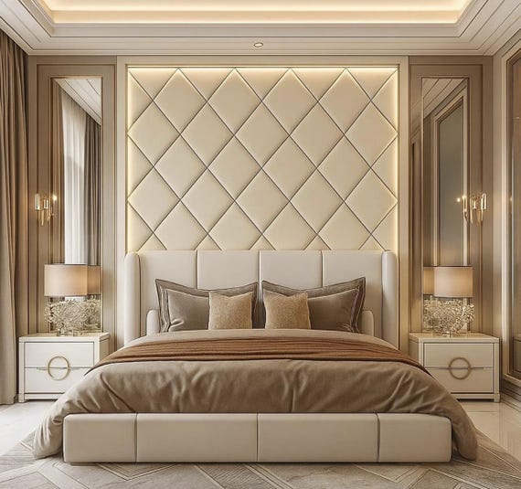 Custom Upholstered Headboards Wall Panels & Bed Frames Any Size! Made To Your Needs - Any Design! Wall Decor Easy to Install - USA Company